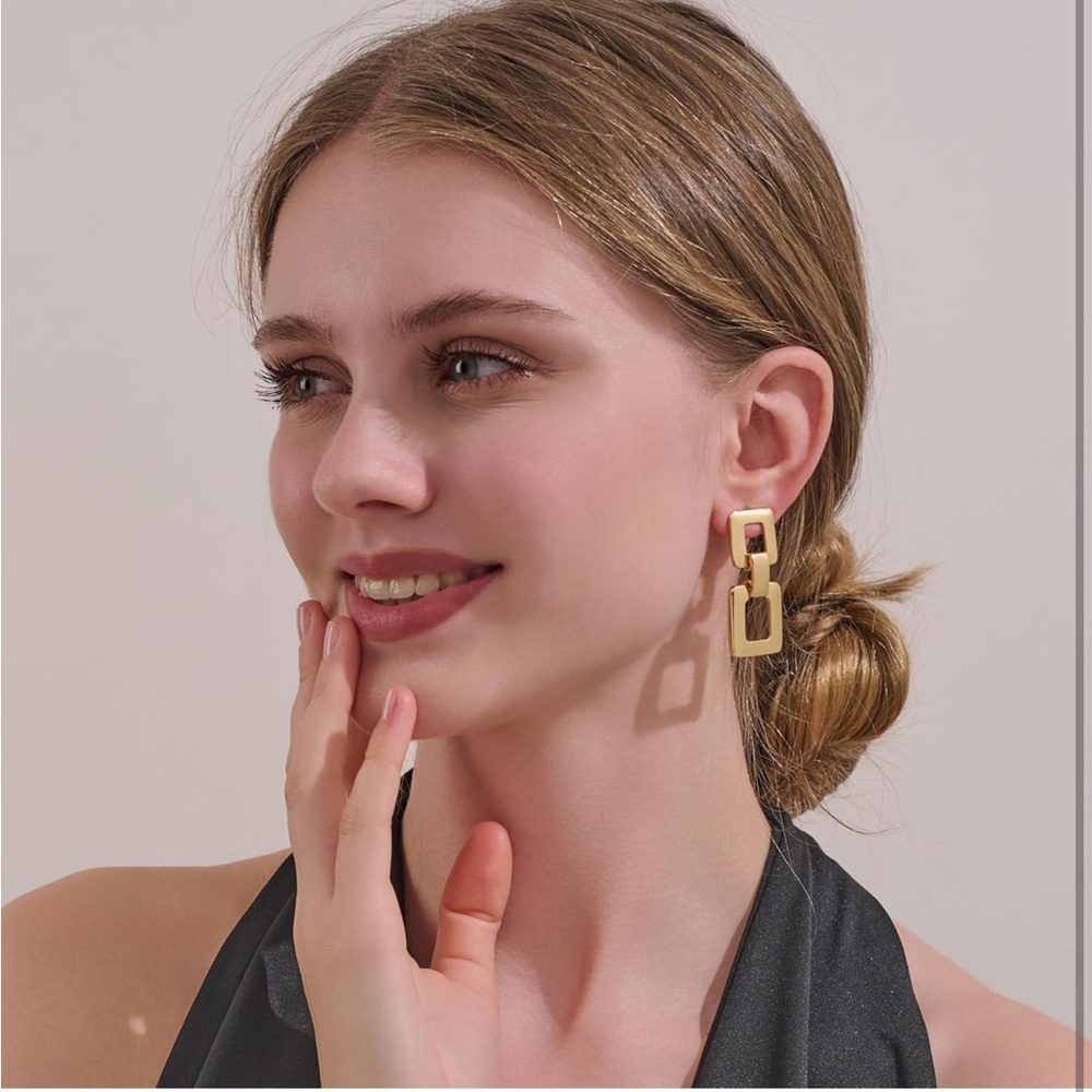 Gold Drop Earrings - Picture 3 of 3